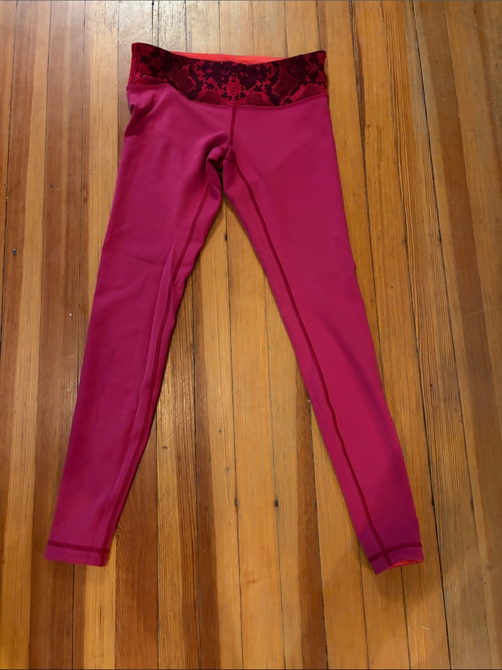 lululemon athletica Red Reversible Leggings with Red Snake-Print Waistband